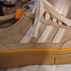 Adidas Tan Sneakers with Orange Detail